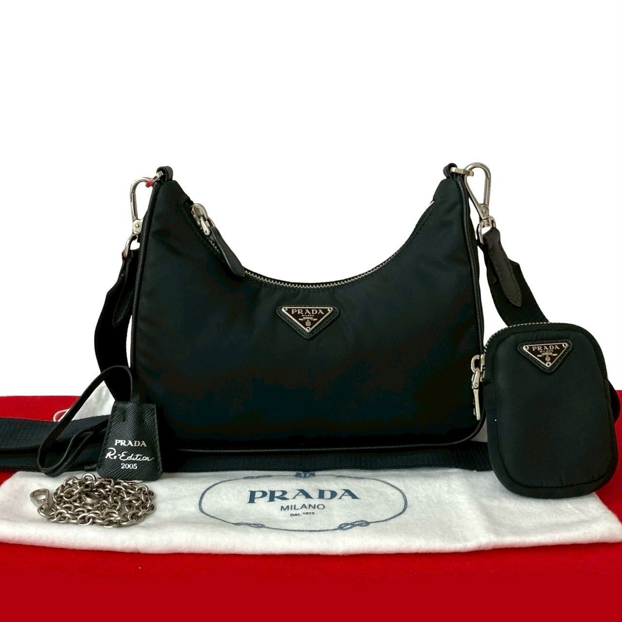 Prada Re Edition 2Way Shoulder Bag Leather Nylon Saffiano 2Way Shoulder Bag