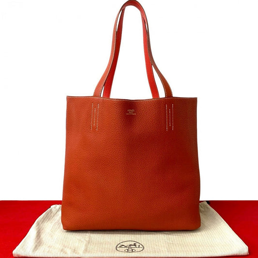 Hermes Tote Bag Taurillon Clemence Double Sense Orange