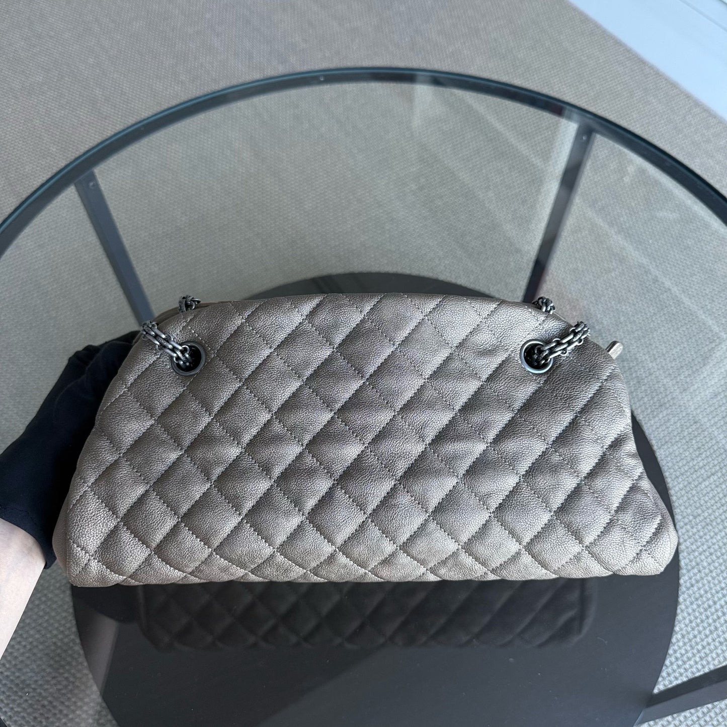 Chanel Mademoiselle Bowling Bag - Quilted Grained Calfskin Caviar Metallic Silver Hardware Series 14