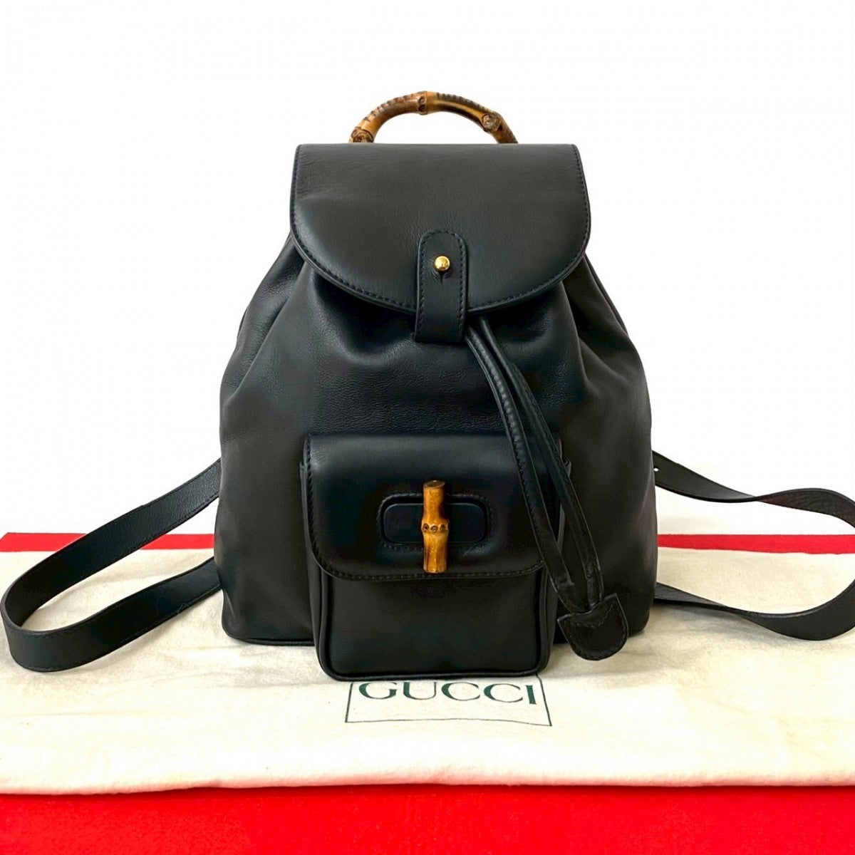 Gucci Backpack Bamboo Leather Navy 20250703Dkb6908764