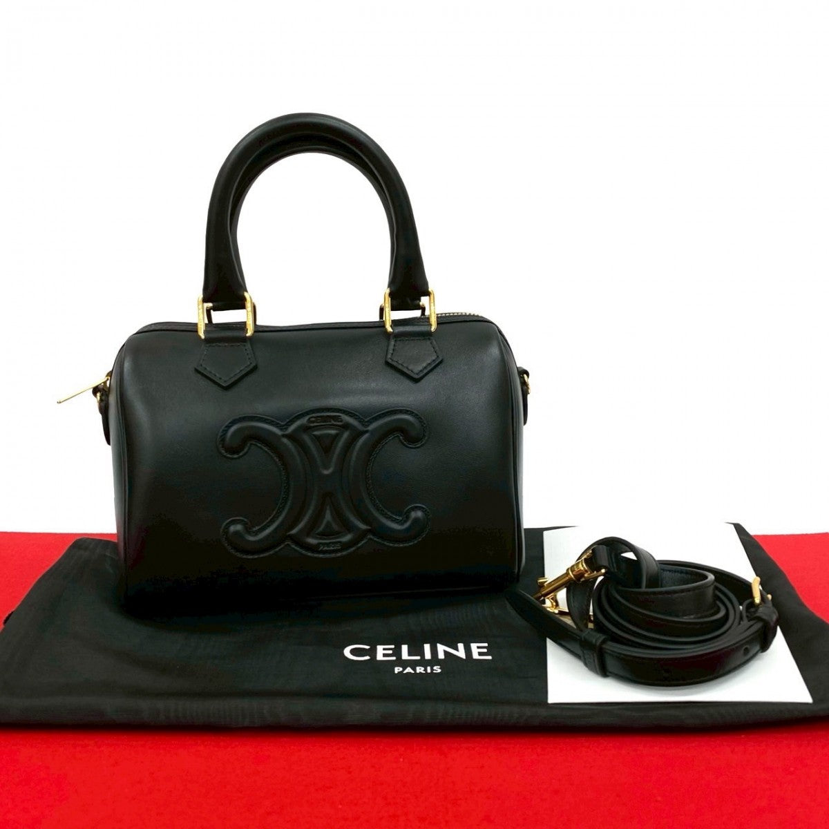 Shoulder Bag Cuir Triomphe Leather Black