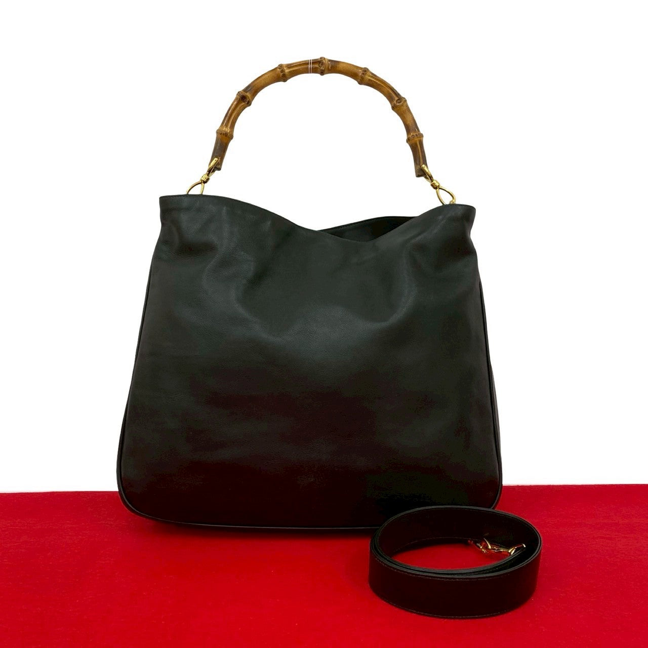 Gucci Bamboo Leather Black Shoulder Bag 202507229Jpb113 4