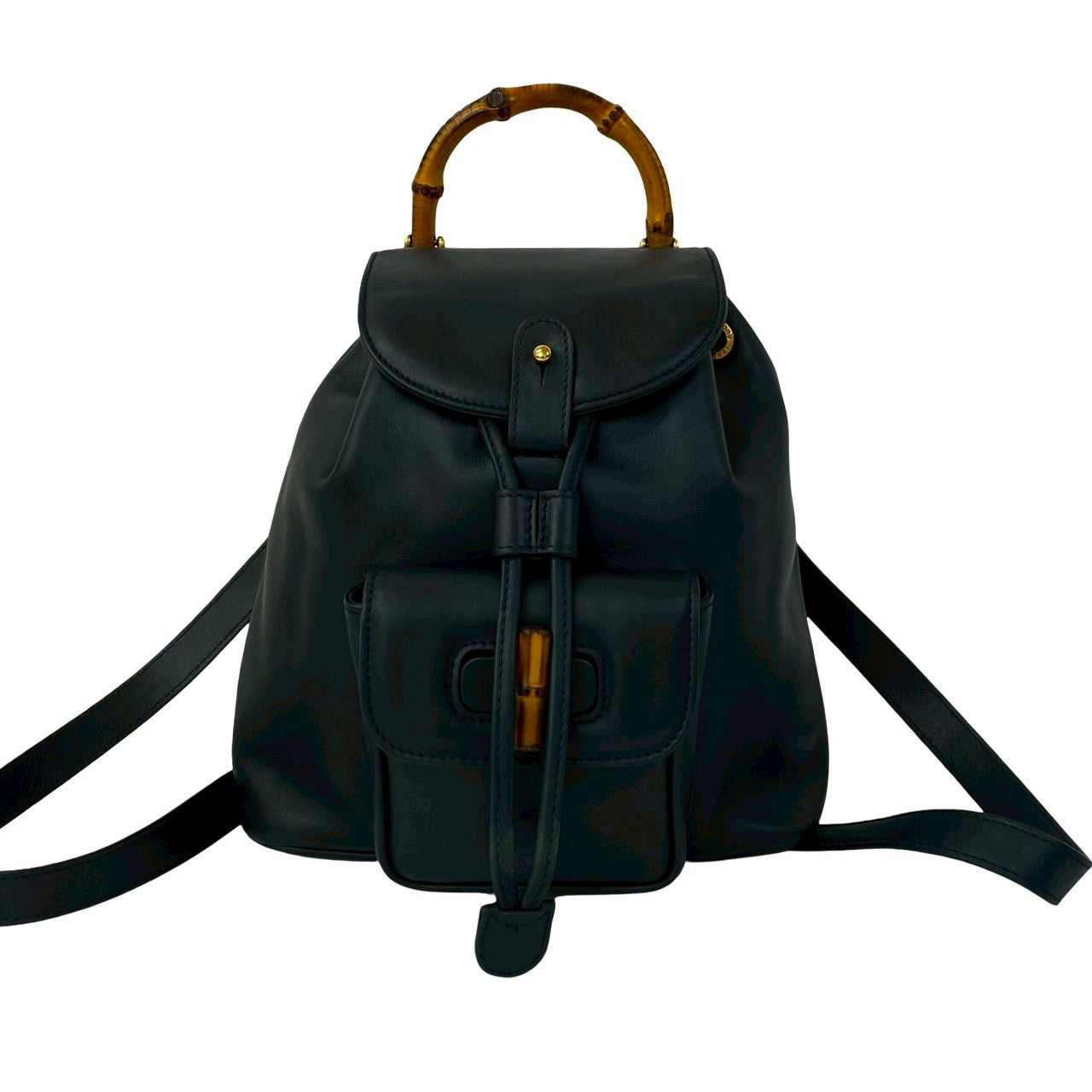 Gucci Backpack Bamboo Leather Navy