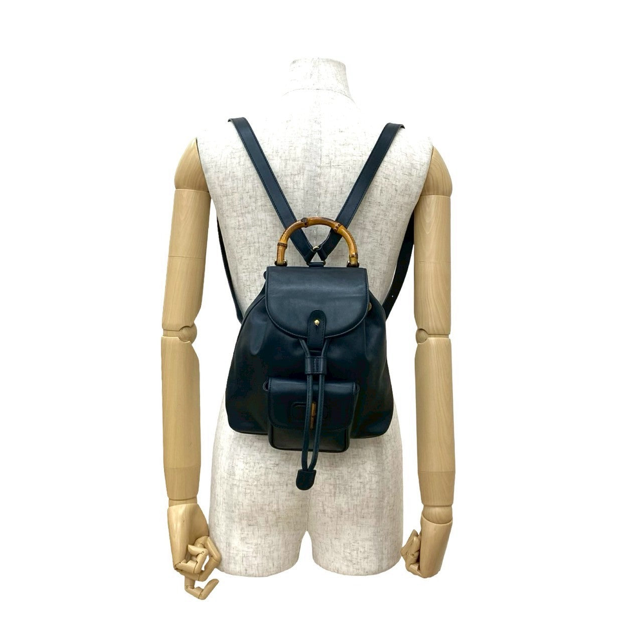 Gucci Backpack Bamboo Leather Navy