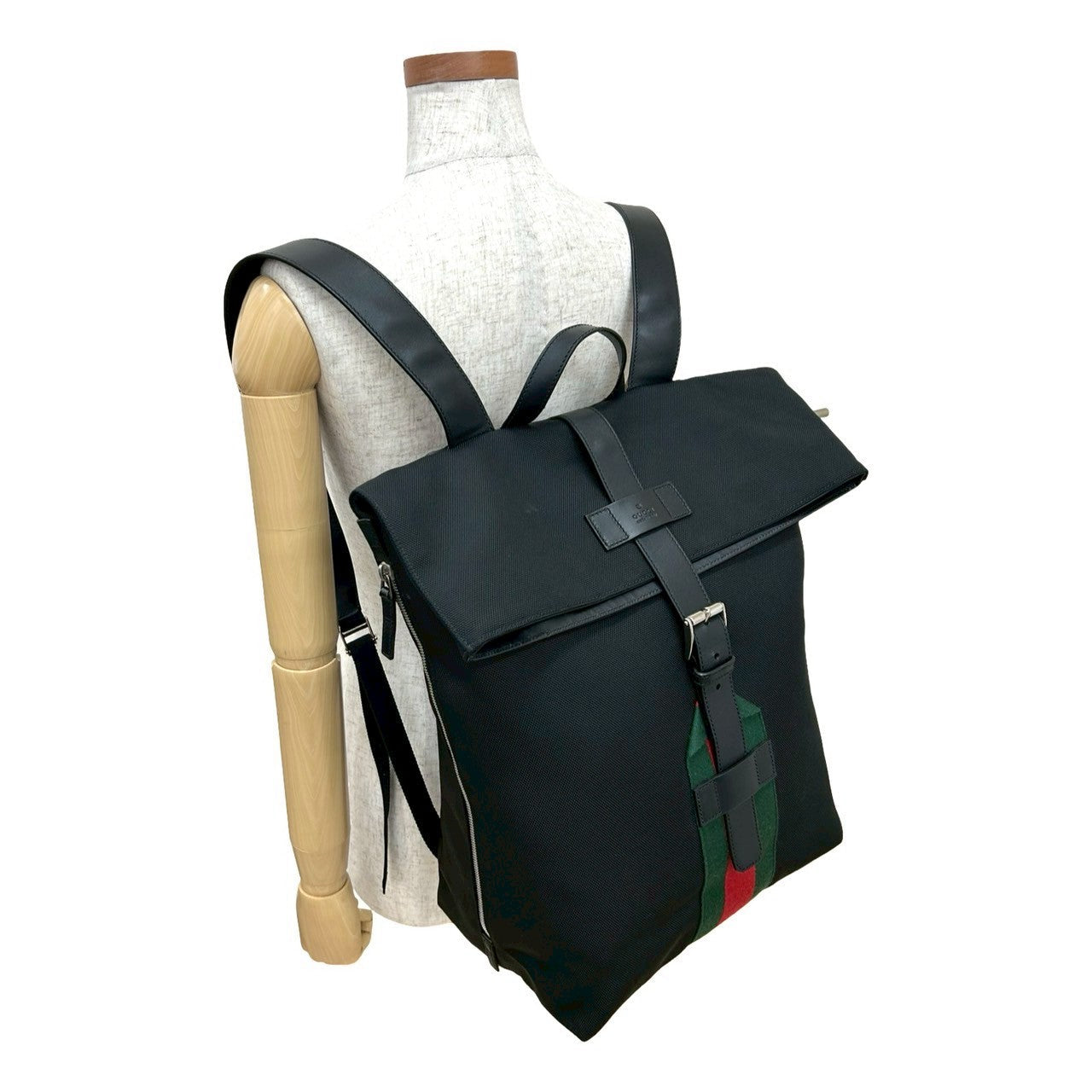 Gucci Backpack Webbing line Leather Black