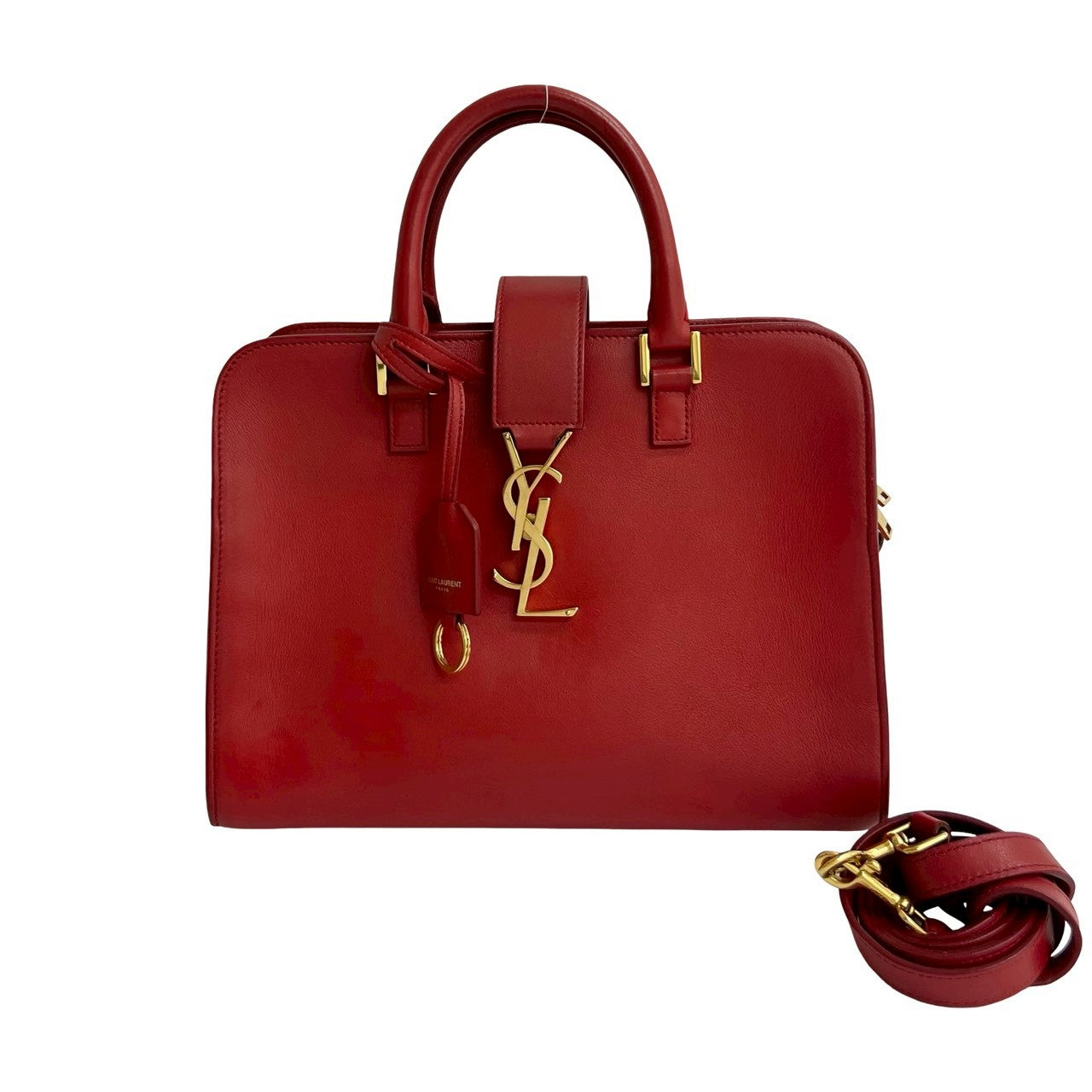 YSL Saint Laurent Yves Shoulder Bag Mosquito Bus Leather Red Baby