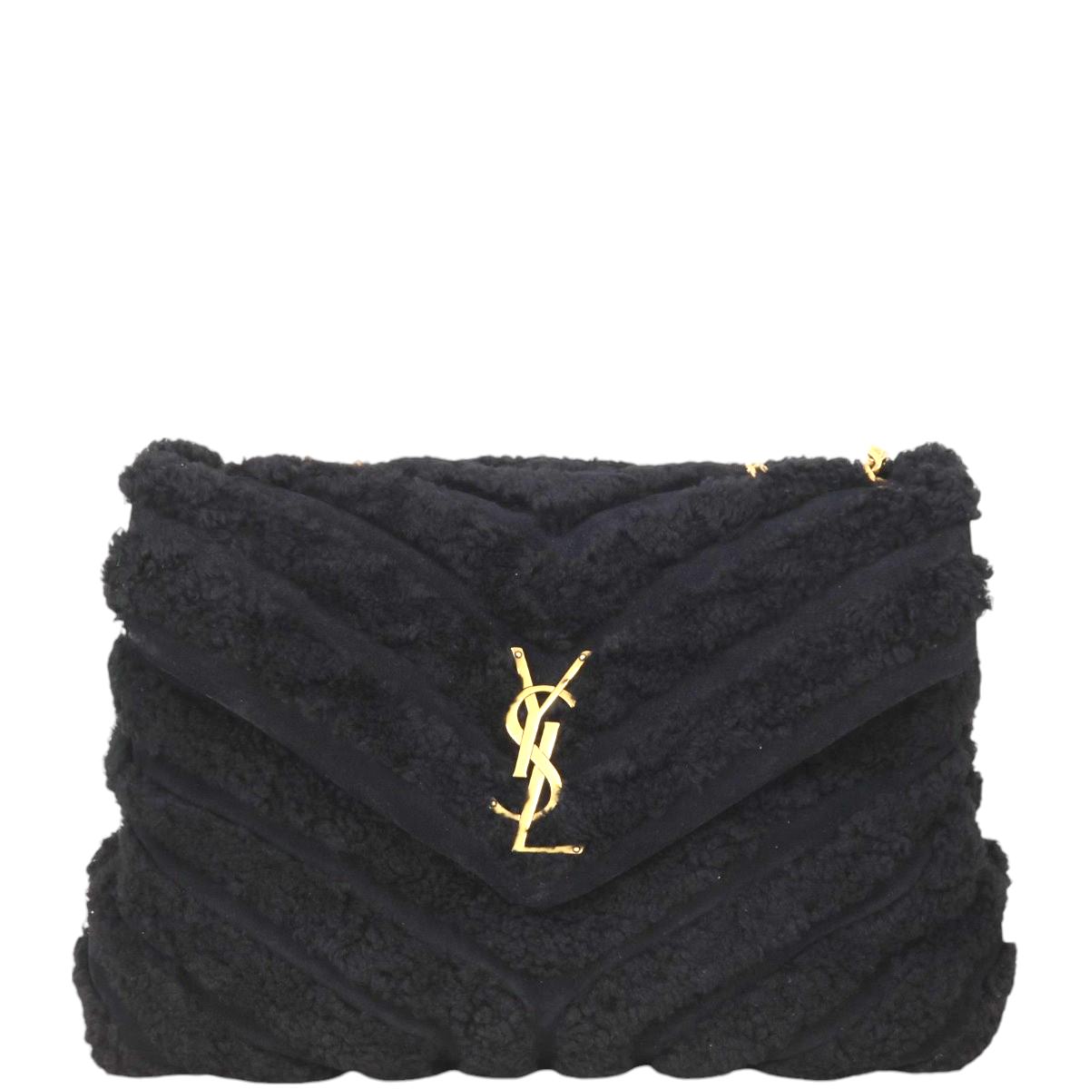 YSL Saint Laurent Loulou Shearling Crossbody Bag Medium