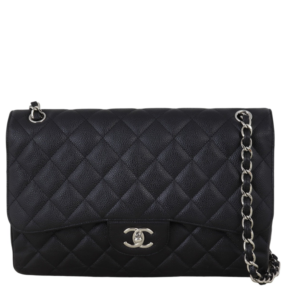 Chanel Classic Double Jumbo Handbag Quilted Black Shoulder Bag