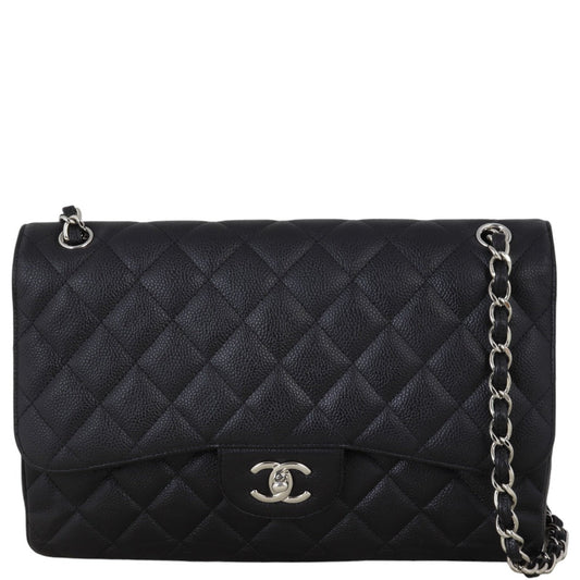 Chanel Classic Double Jumbo Handbag Quilted Black Shoulder Bag