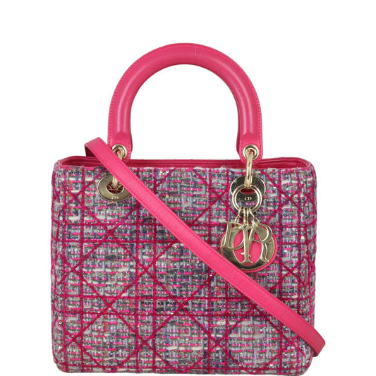 Dior Lady Tweed Handbag Medium Travel Bag