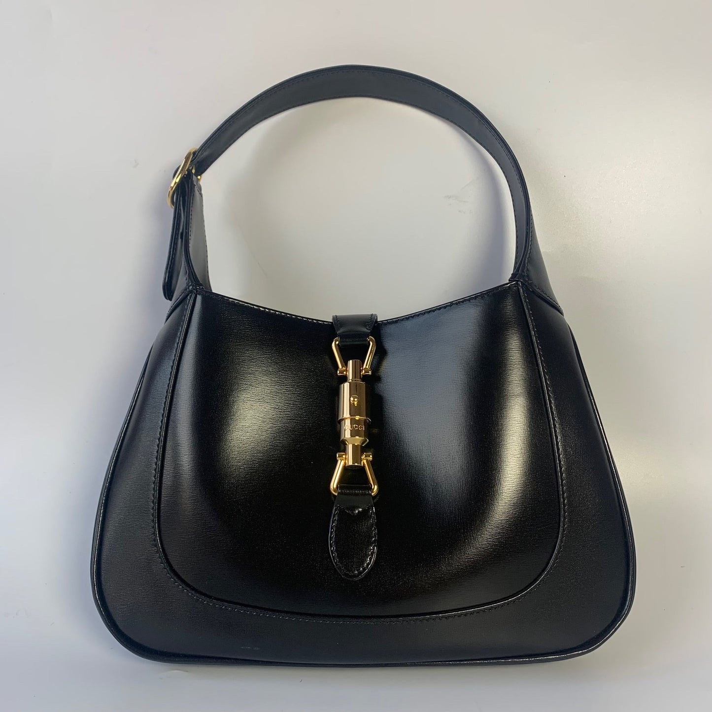 Gucci Jackie Adjustable Strap Leather Black Handbag Adjustable Strap