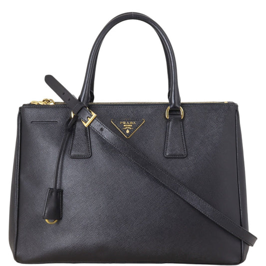 Prada Tote Bag Lux Galleria Double Tote Saffiano Black Large Shoulder Bag