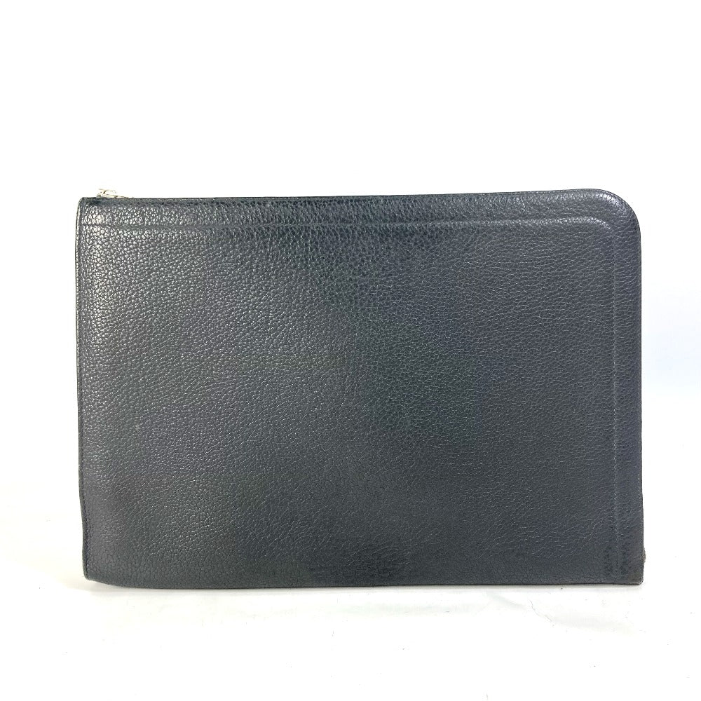 Clutch Bag Gray L Shaped Fastener Zip Leather