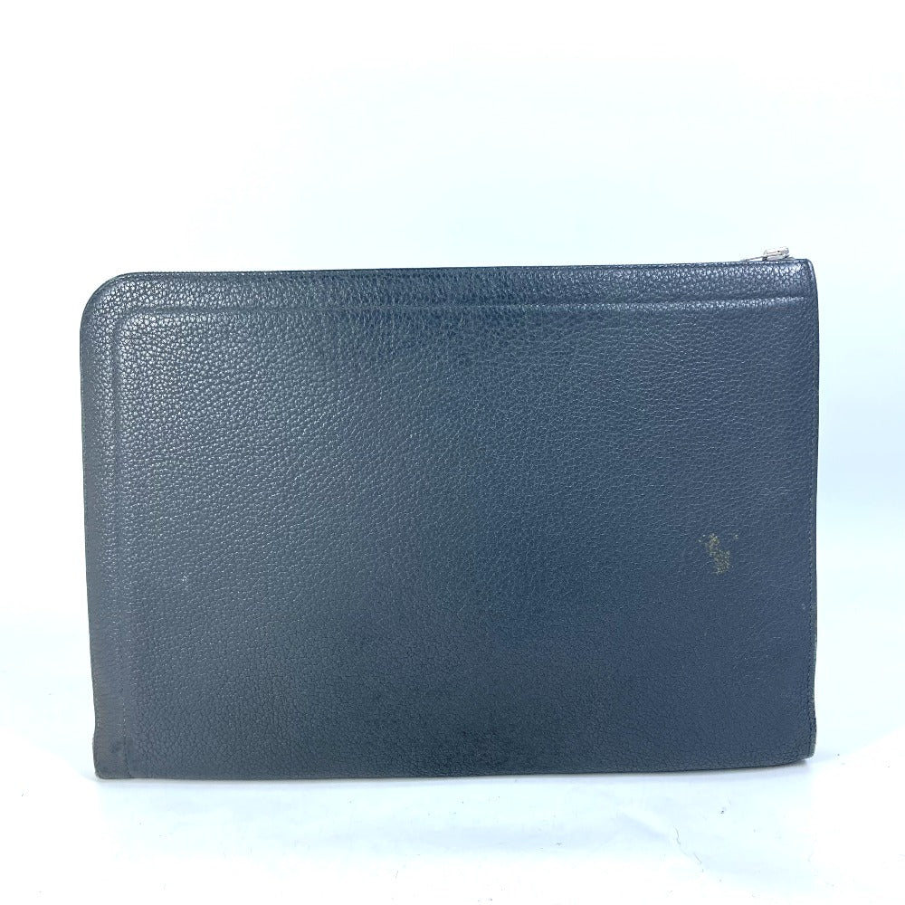 Hermes Clutch Bag Shaped Fastener Tablet Mens Leather Gray Zip
