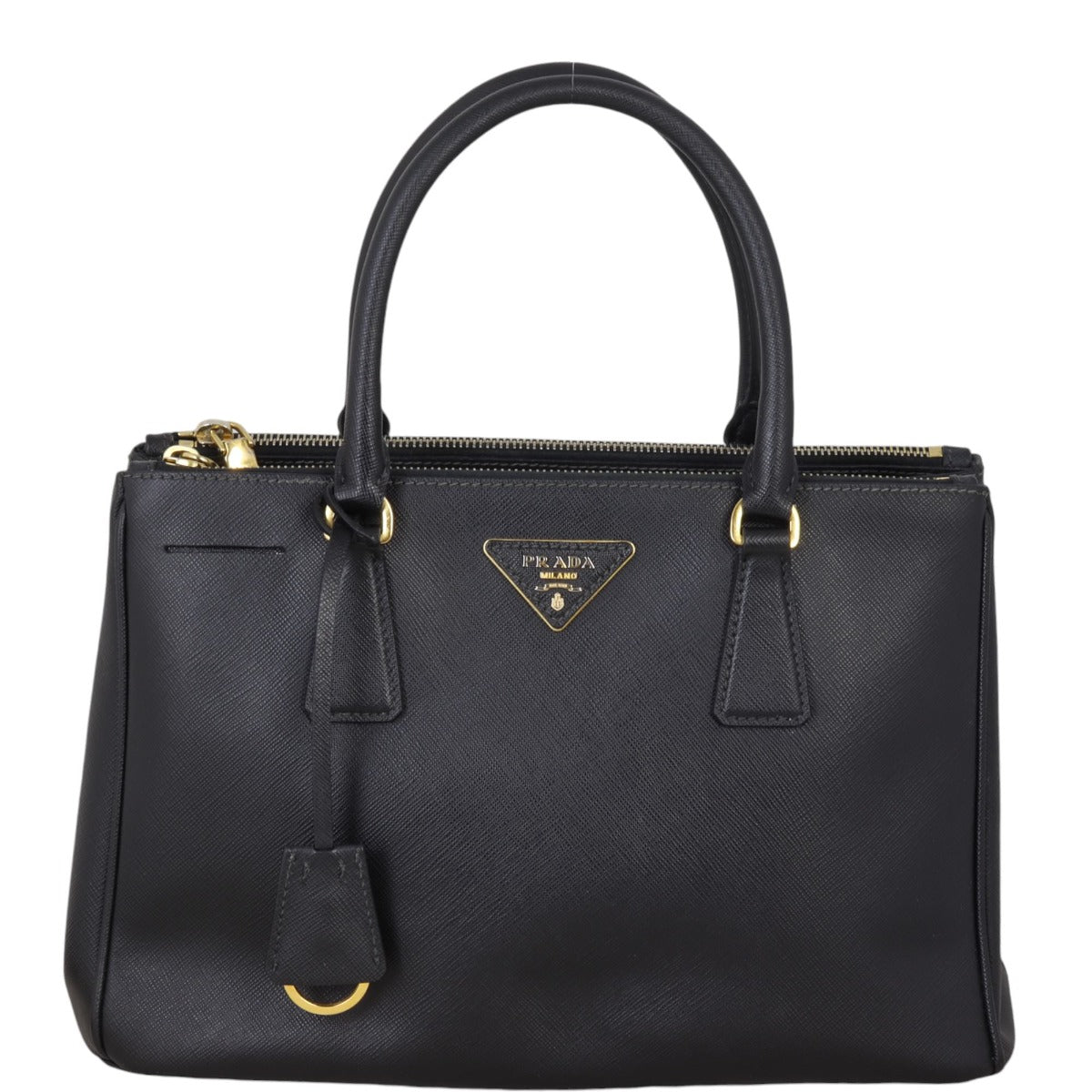 Prada Tote Bag Lux Galleria Double Tote Saffiano Black Small