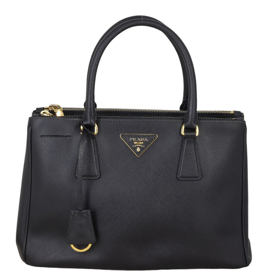 Prada Tote Bag Lux Galleria Double Tote Saffiano Black Small