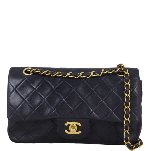Chanel Classic Double Flap Handbag Quilted Blue Shoulder Bag