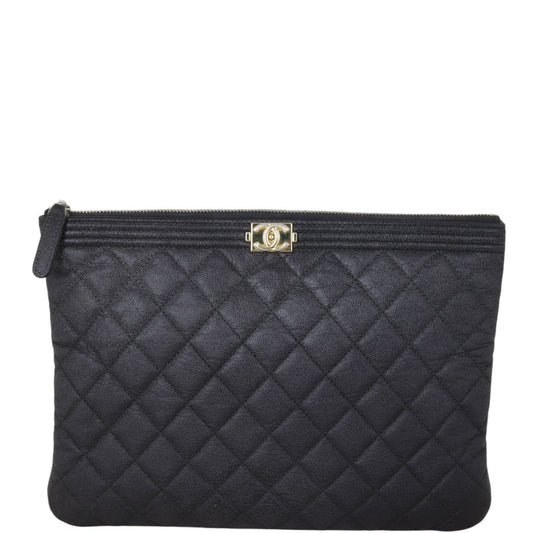 Chanel Boy O-Case Handbag Black Clutch Bag