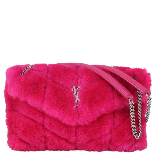 YSL Saint Laurent Loulou Shearling Crossbody Bag Small