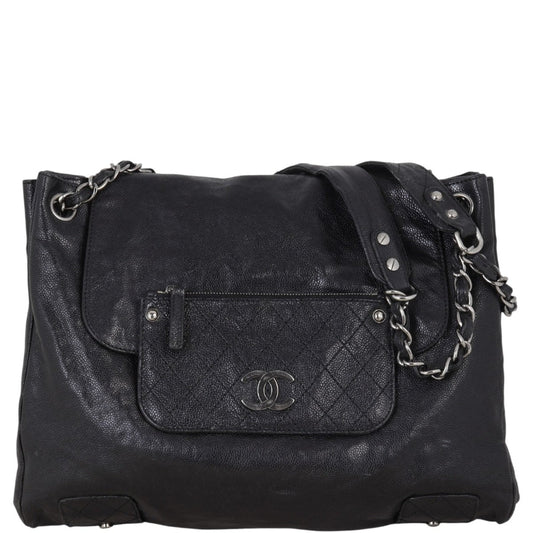 Chanel Pocket in the City Tote Black Flap Shoulder Bag