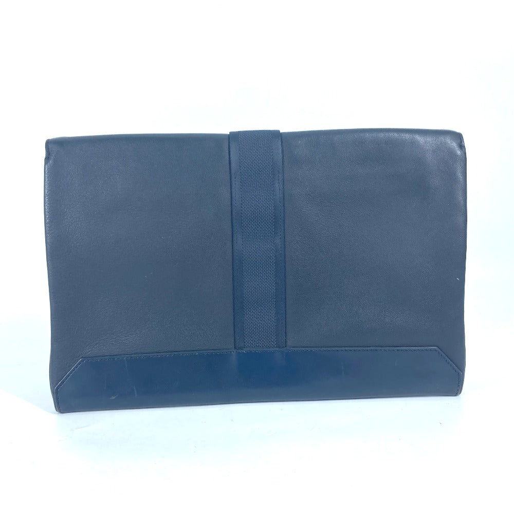 Hermes Clutch Bag City Slide Leather Navy Shoes