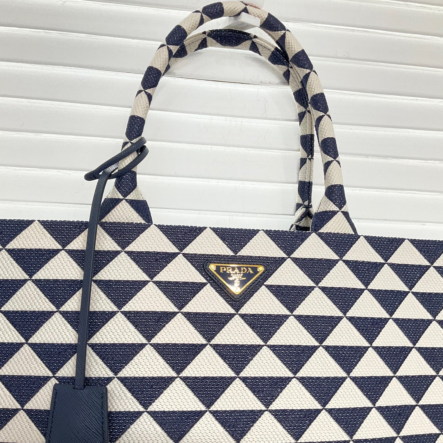 Prada Symbole Fabric Tote Embroidered Tote Bag