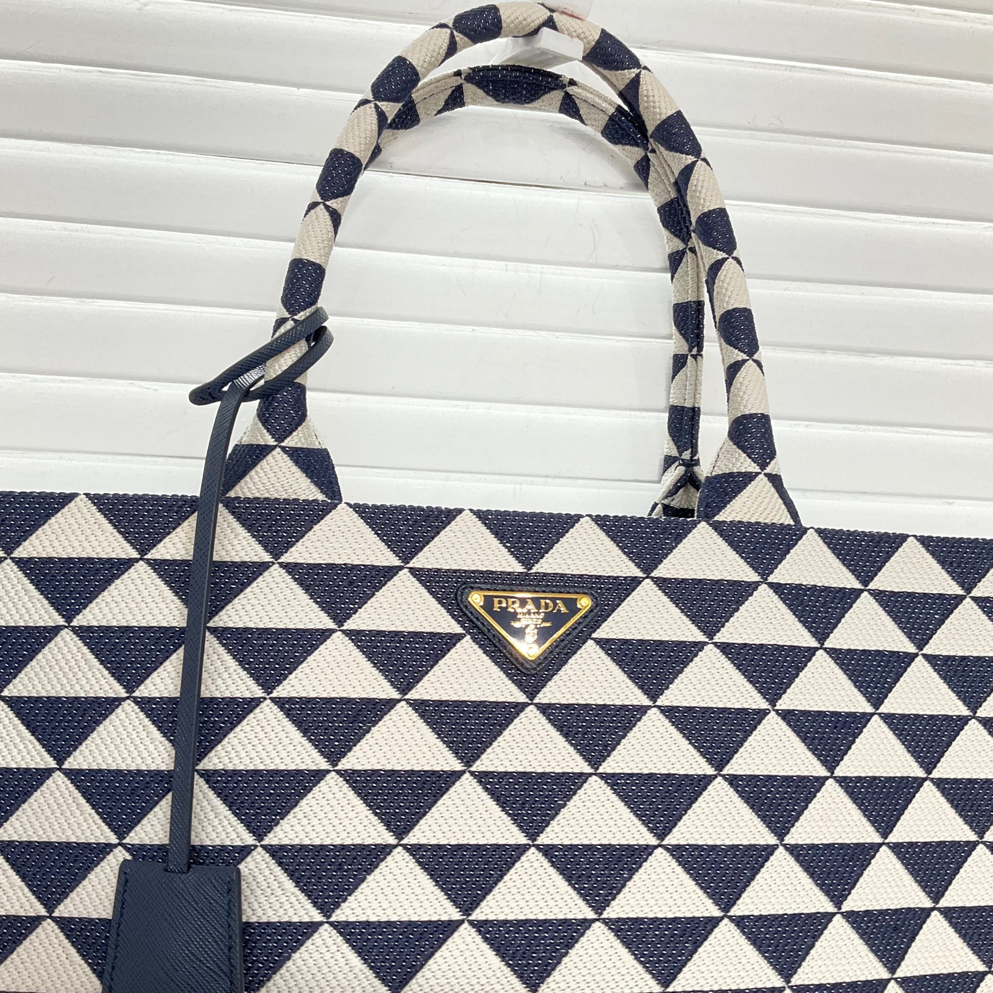 Prada Symbole Fabric Tote Embroidered Tote Bag
