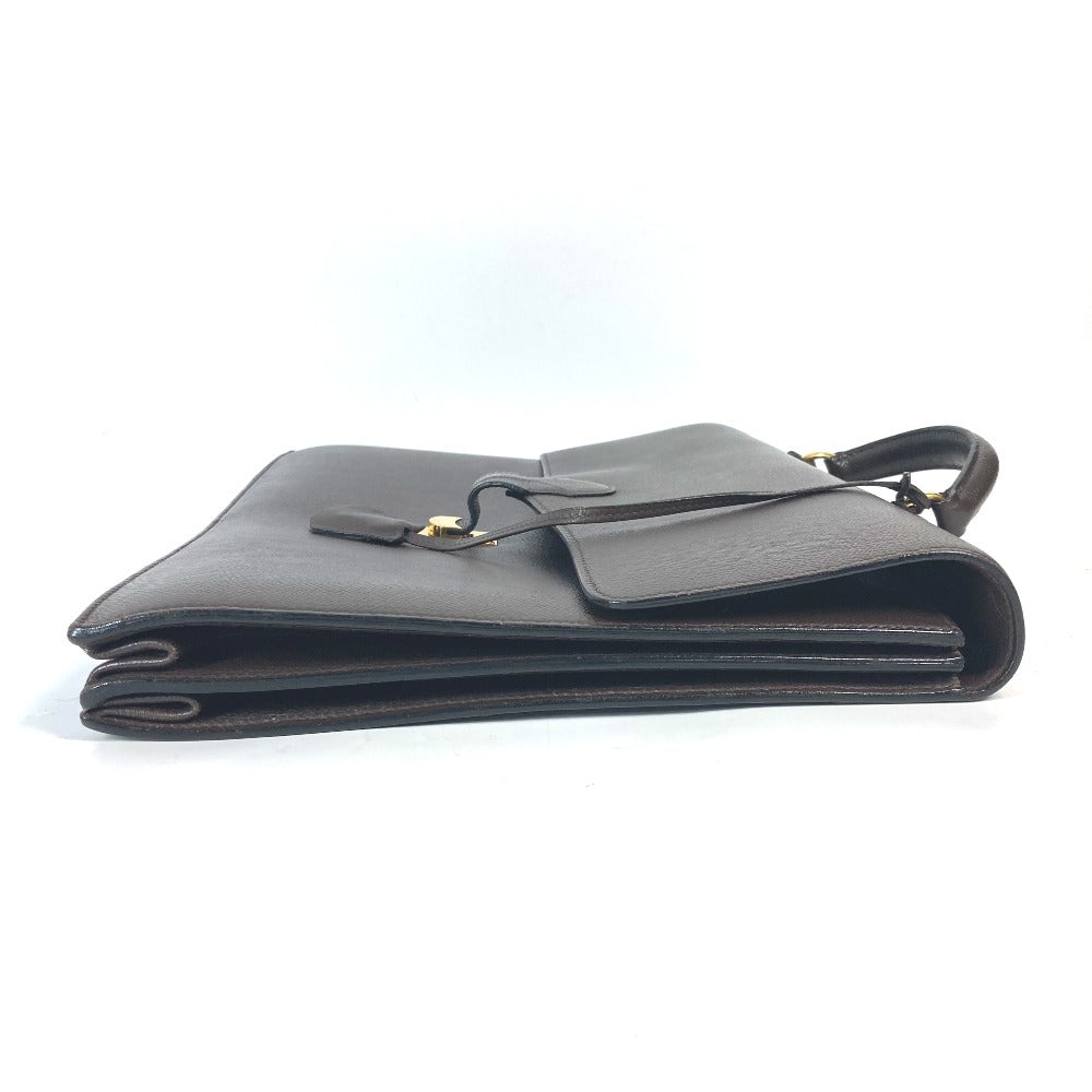 Hermes Business Bag Briefcase Terrill Mens Leather Brown Travel Bag