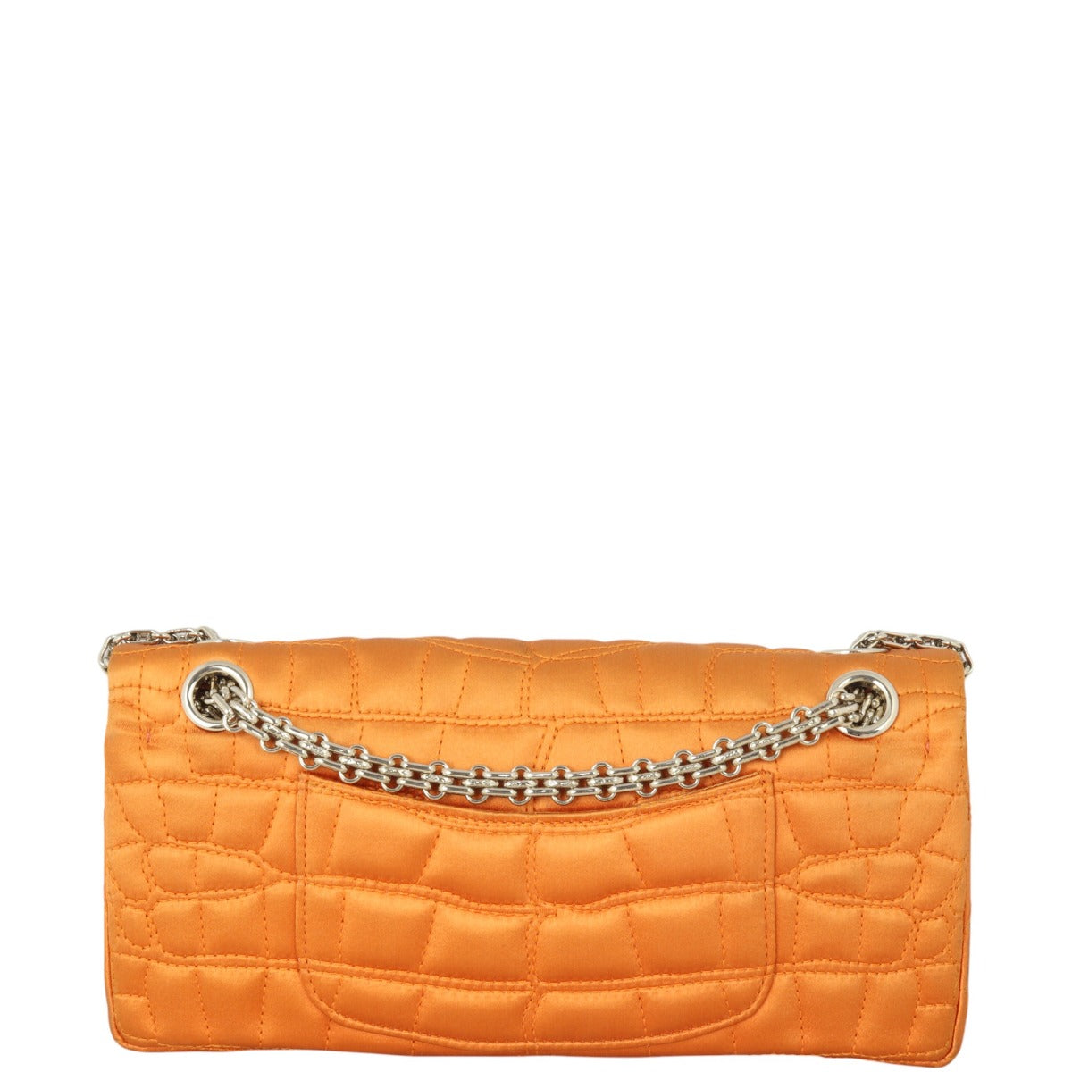 Chanel 2.55 Reissue East West Double Bag Croc-Effect Satin Quilted Crossbody Bag