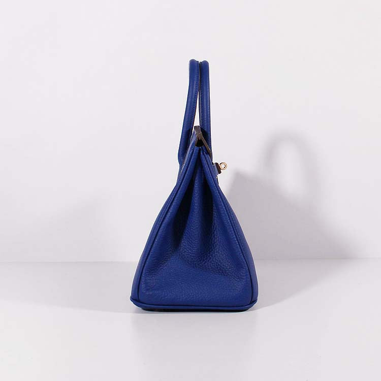 Hermes Luxury Cm Birkin Bag Togo With Strap Leather Blue Travel Bag Blue Gold