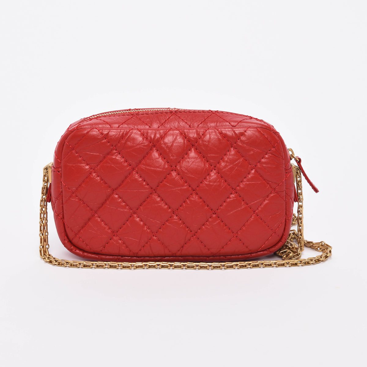 Chanel Red Aged Quilted Calfskin Mini Reissue Camera Case Bag