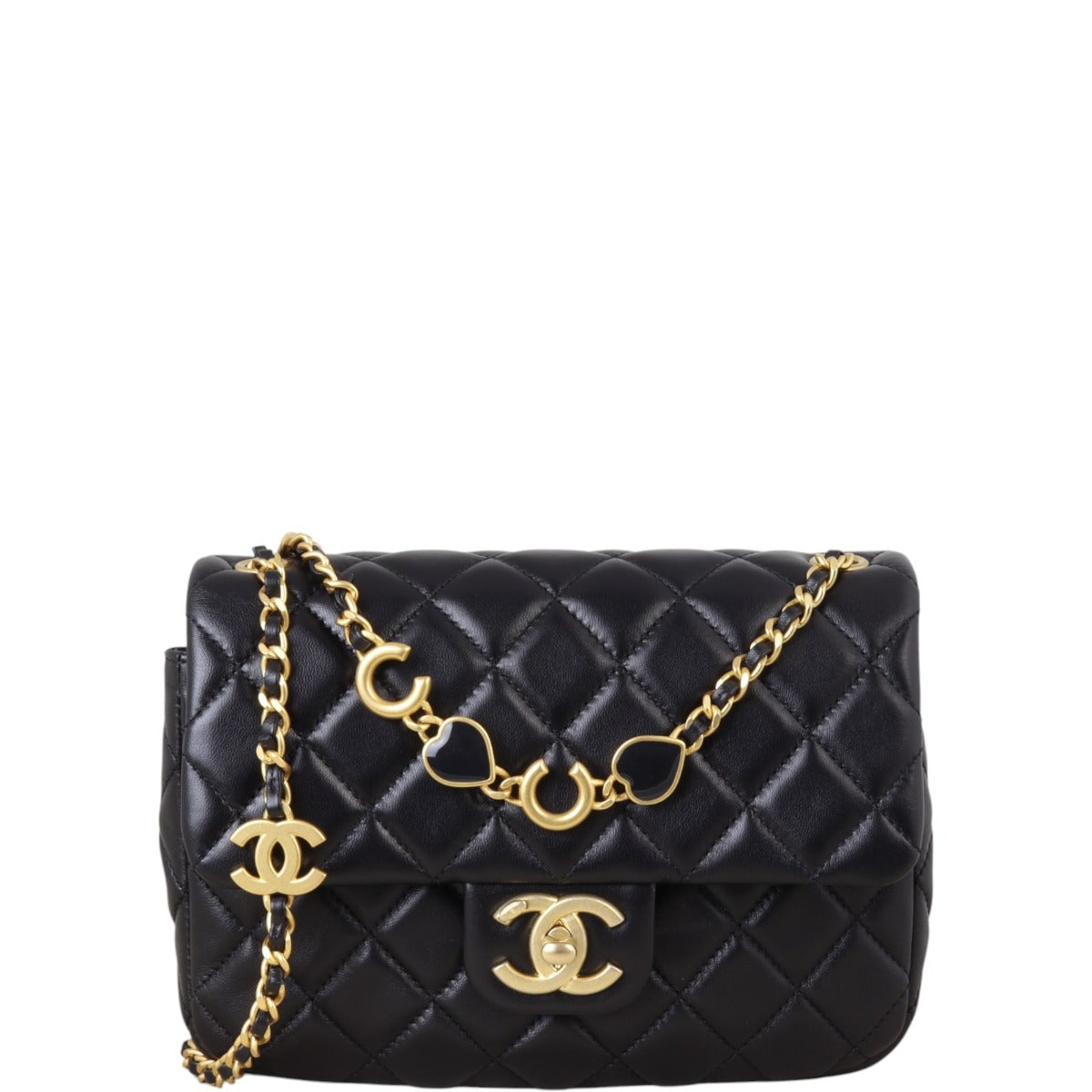 Chanel Coco de Toi Heart Square Flap Bag Quilted Black Crossbody Bag