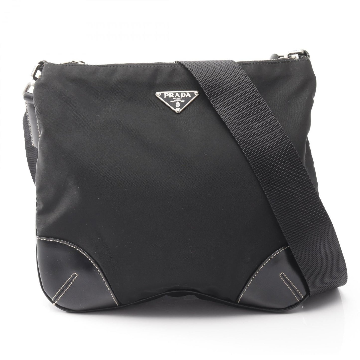 Prada Tessuto Light Shoulder Bag Leather Nylon