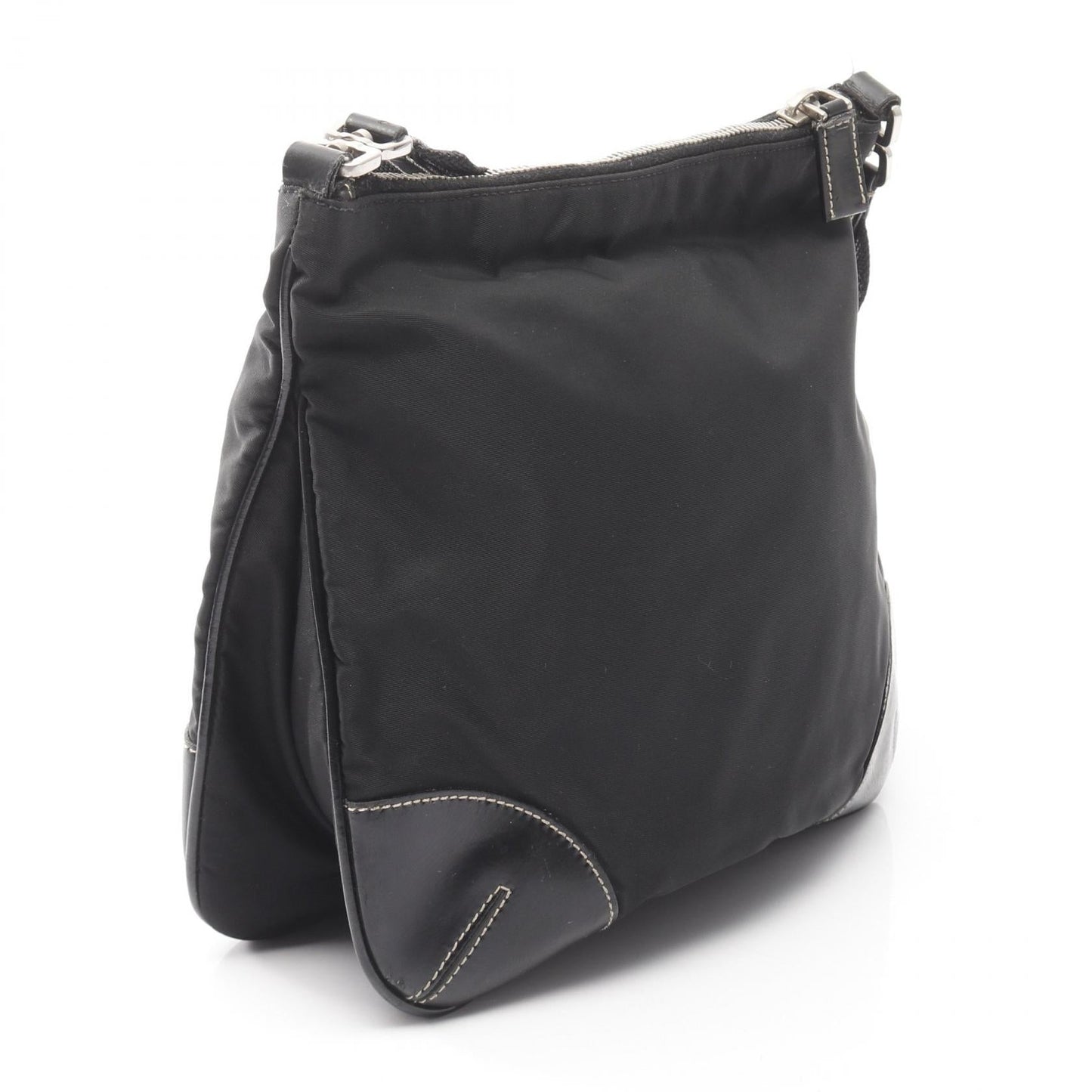Prada Tessuto Light Shoulder Bag Leather Nylon
