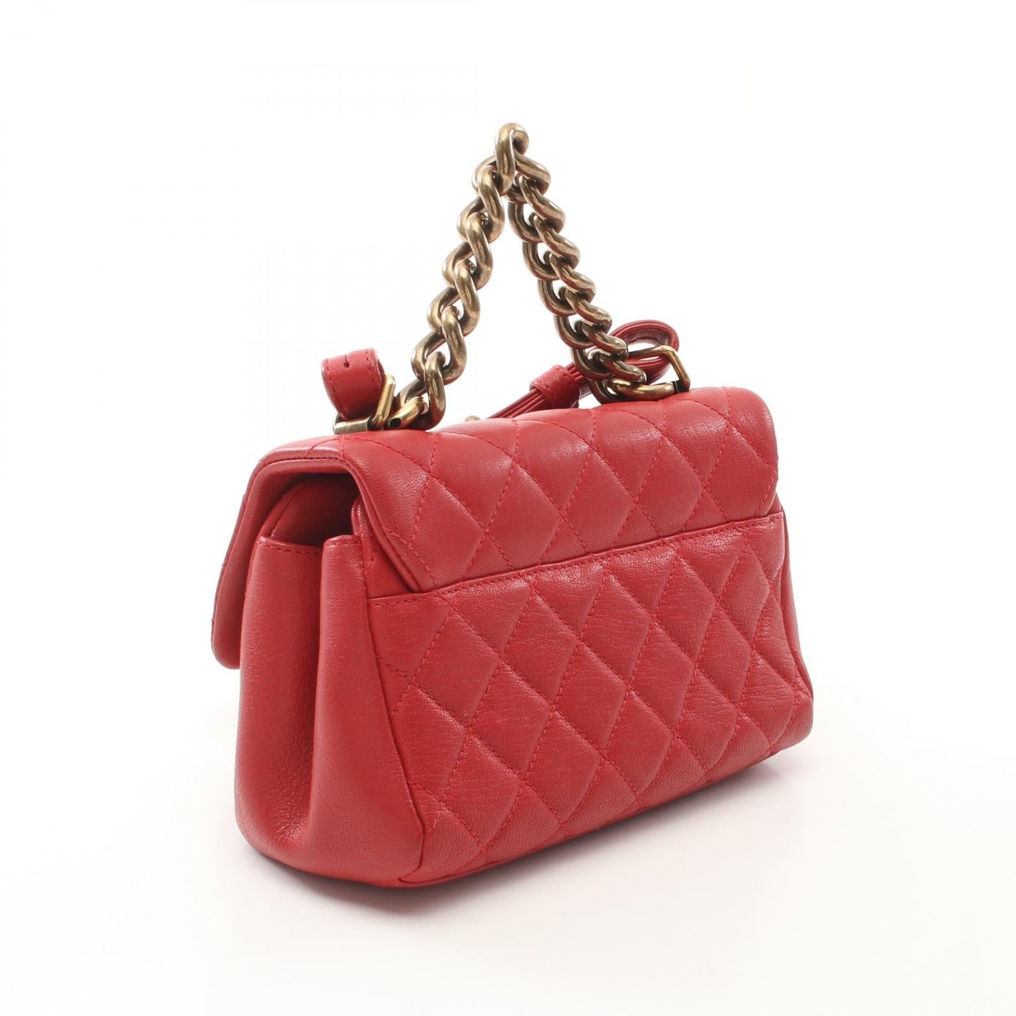 Matelasse Leather Handbag Red