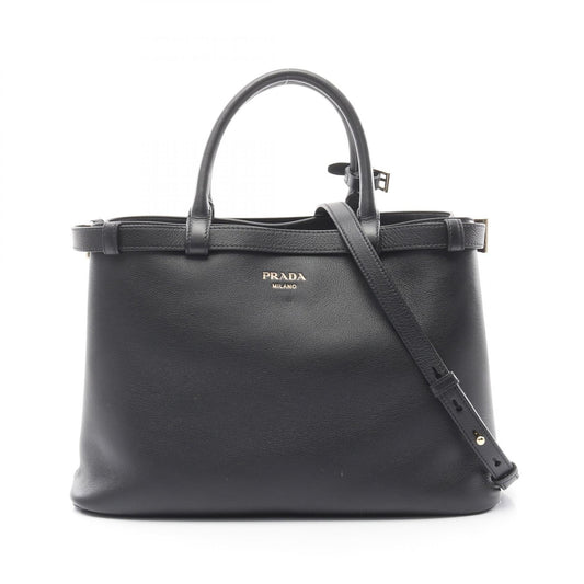 Prada Buckle Double Belt Handbag Leather