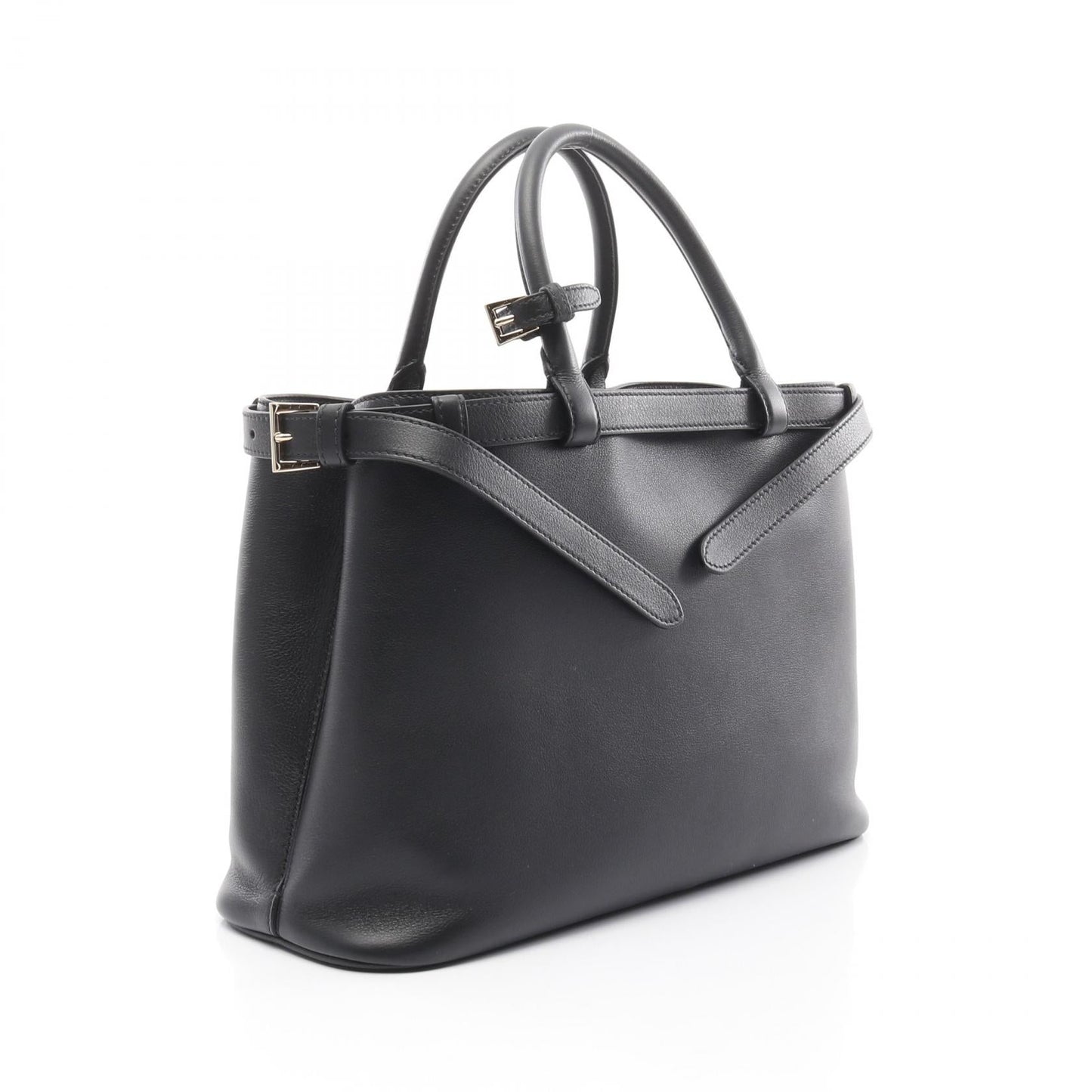 Prada Buckle Double Belt Handbag Leather