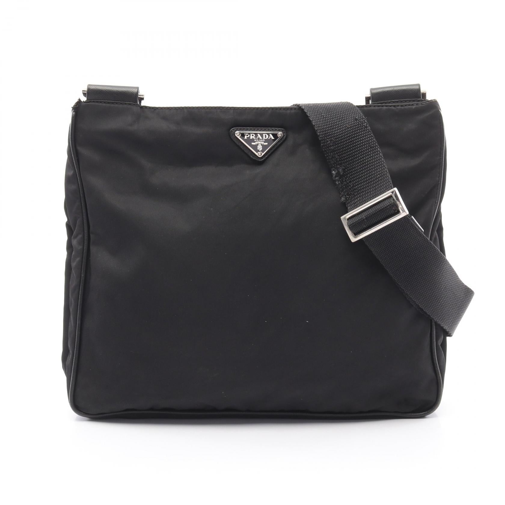 Prada Shoulder Bag Leather Nylon Saffiano Leather Shoulder Bag