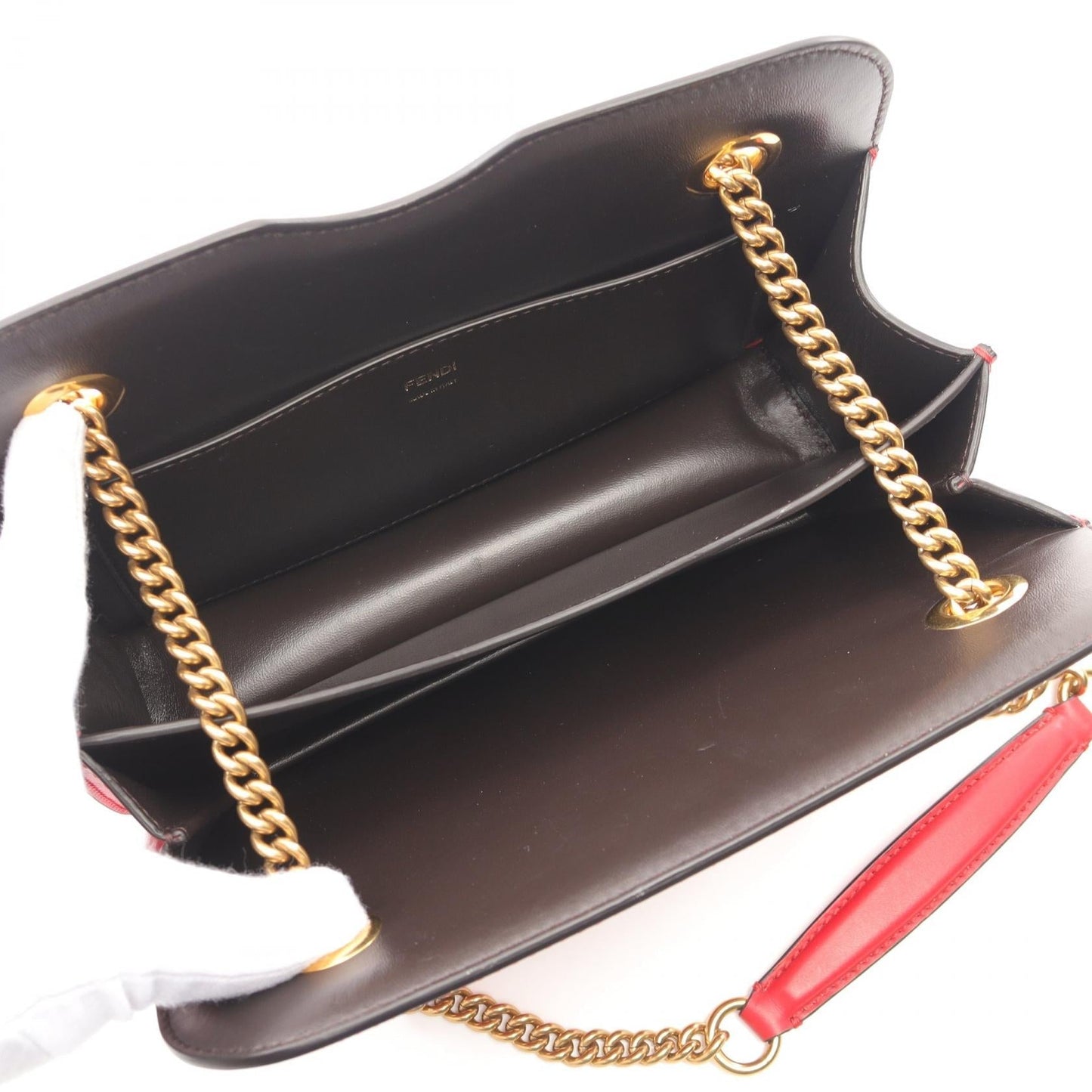 Fendi Calligraphy Shoulder Bag Leather