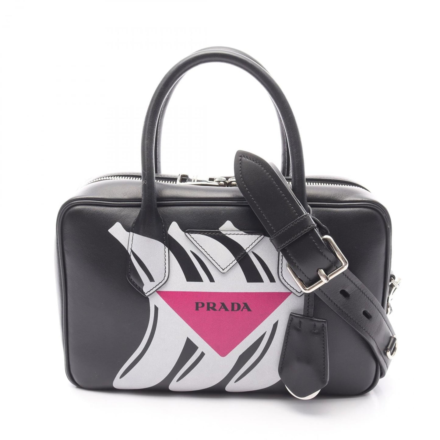 Prada Banana Print Handbag Leather Travel Bag
