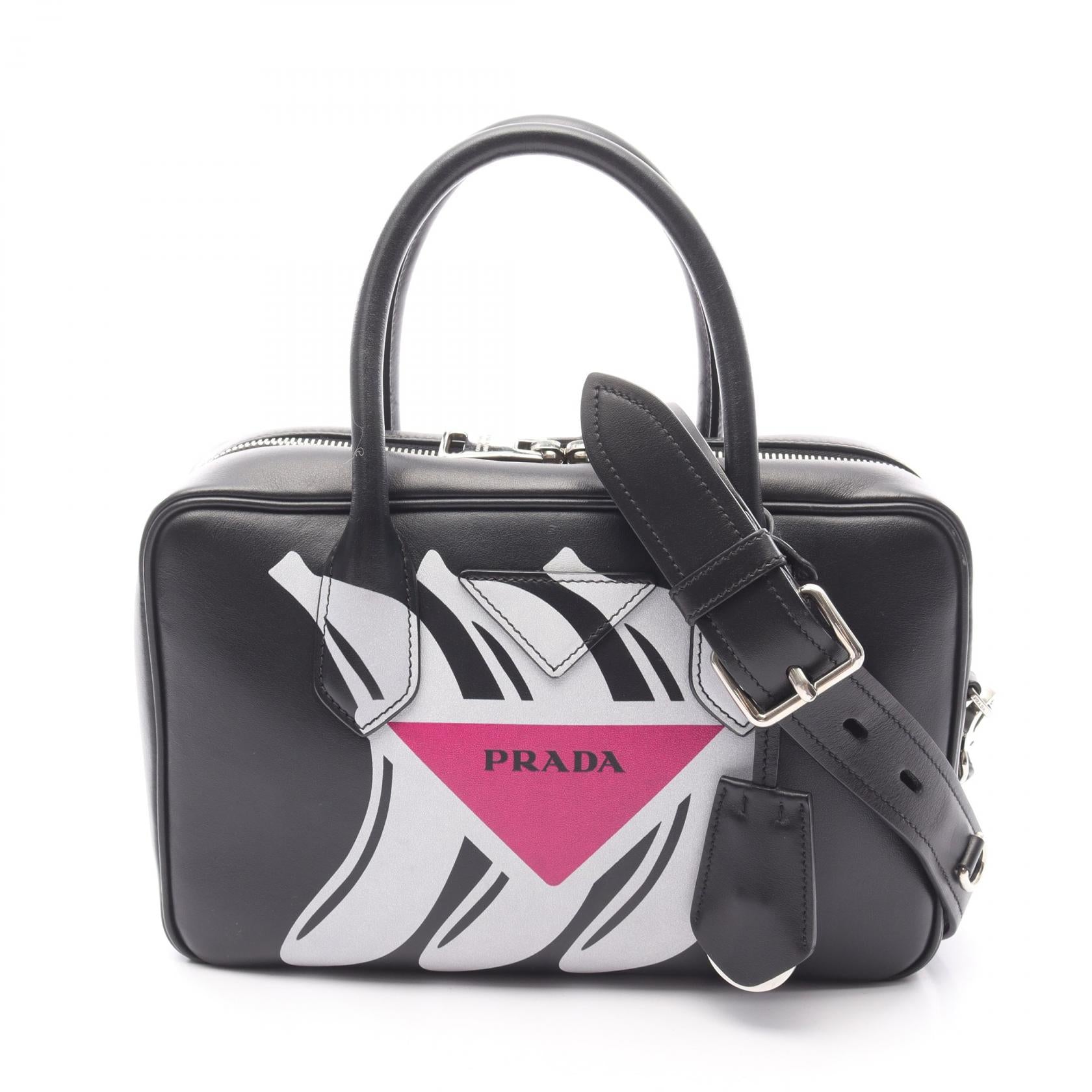 Prada Banana Print Handbag Leather Travel Bag