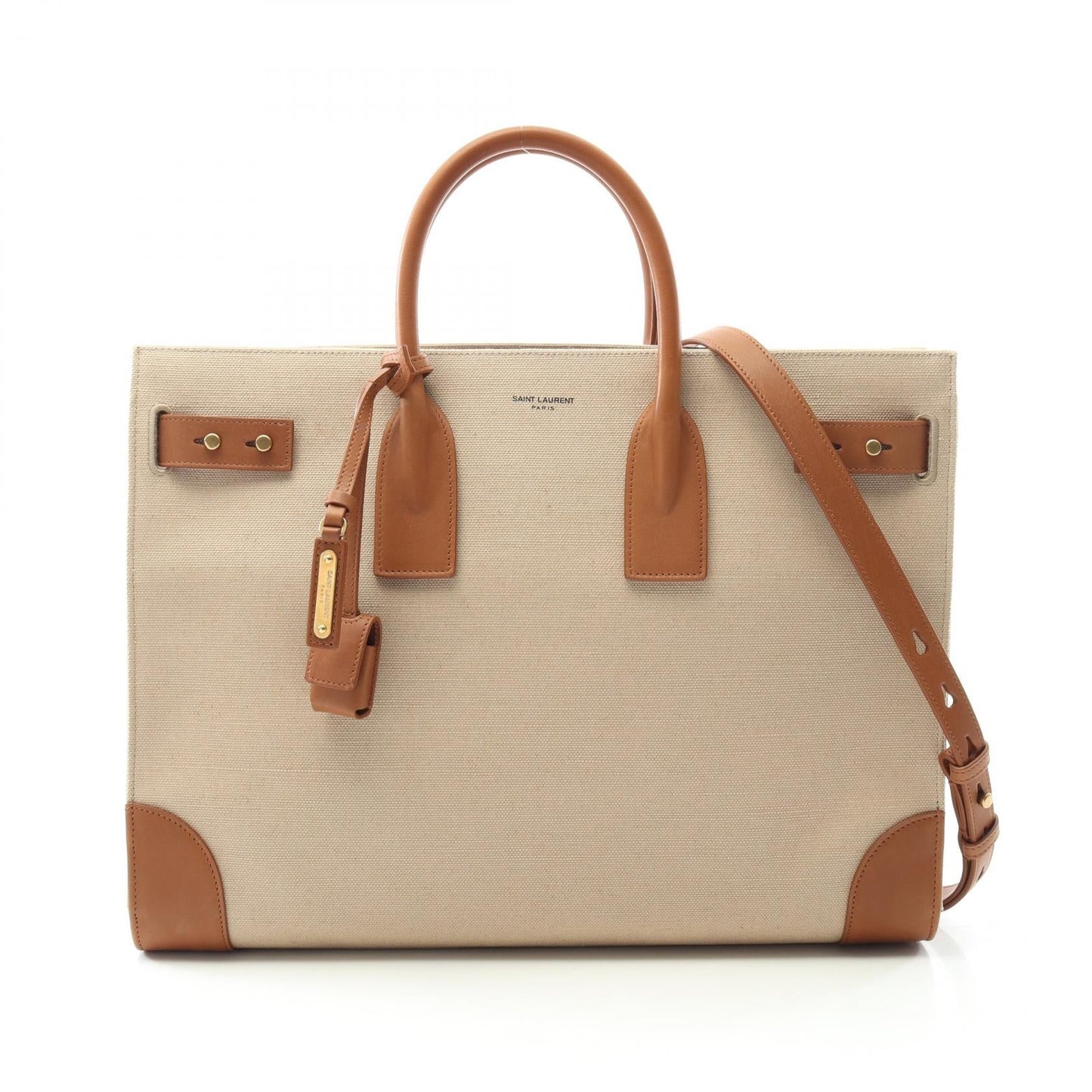 YSL Saint Laurent Sac De Jour Tote Bag Leather Canvas