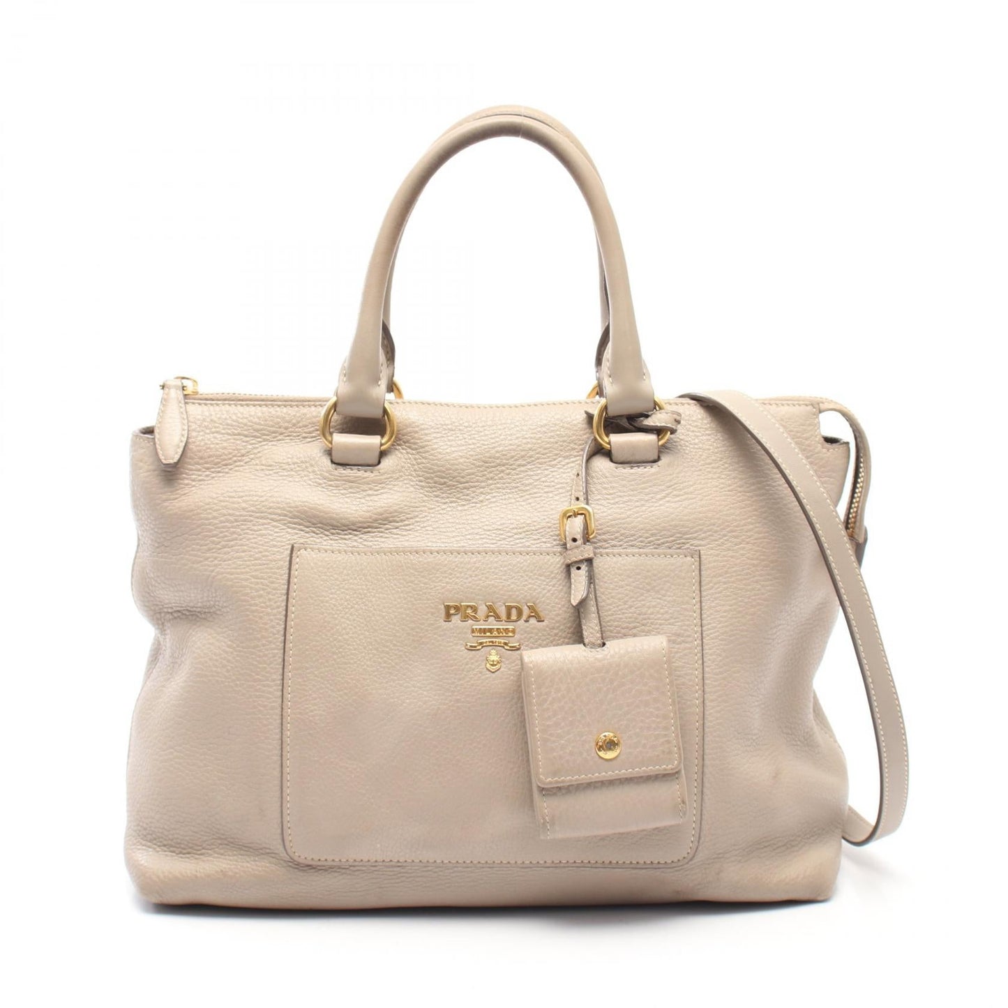 Prada Vit Daino Handbag Leather Travel Bag
