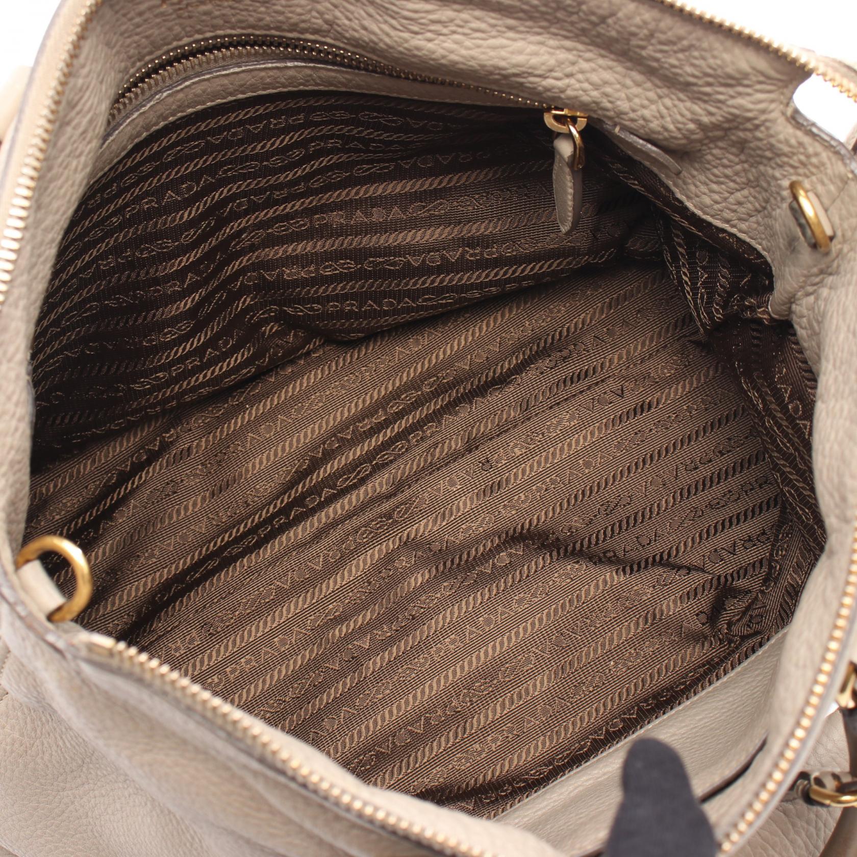 Prada Vit Daino Handbag Leather Travel Bag