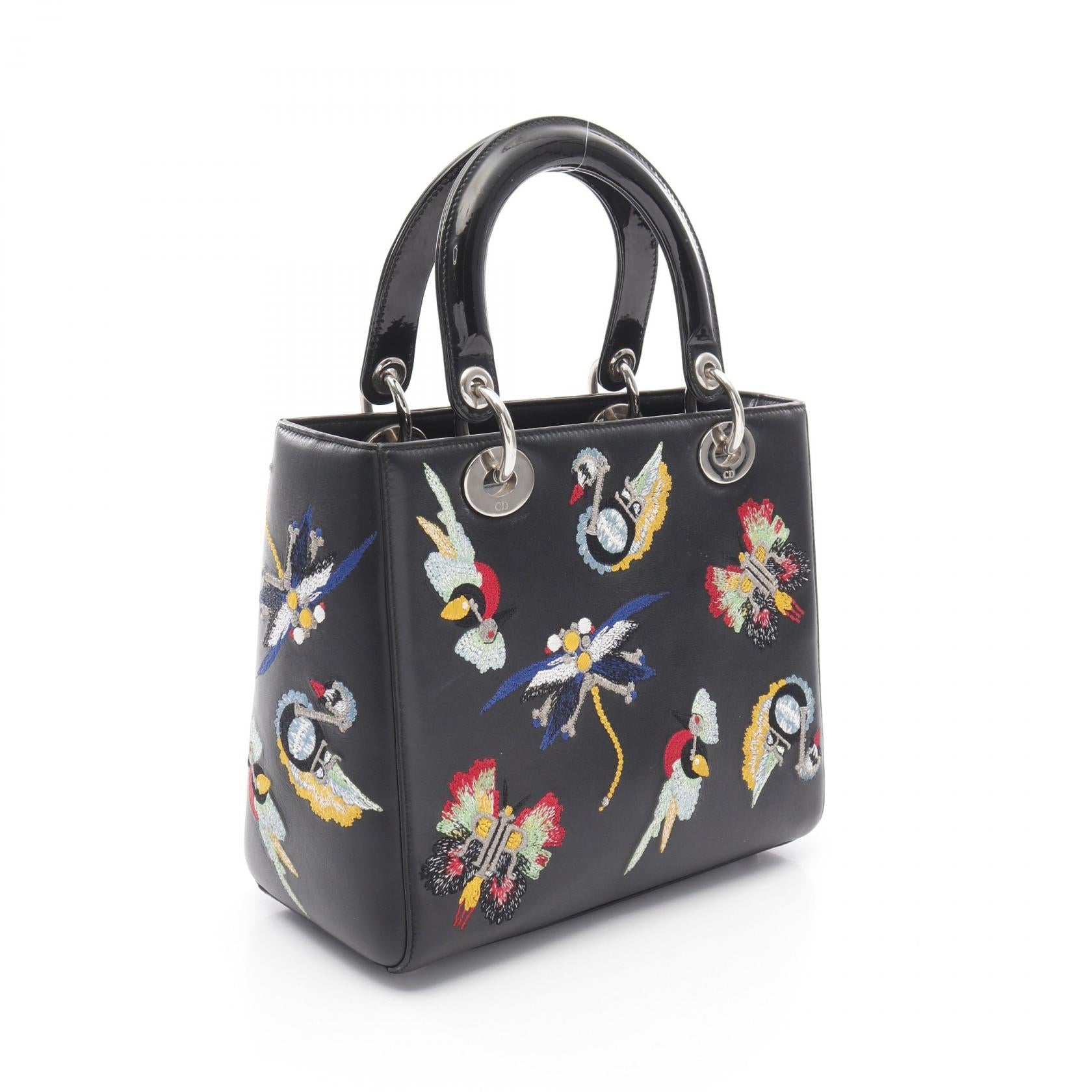 Dior Lady Calfskin Handbag Leather Patent Travel Bag
