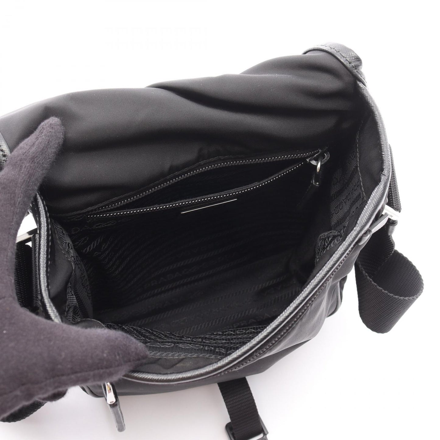 Prada Shoulder Bag Leather Nylon Saffiano 2