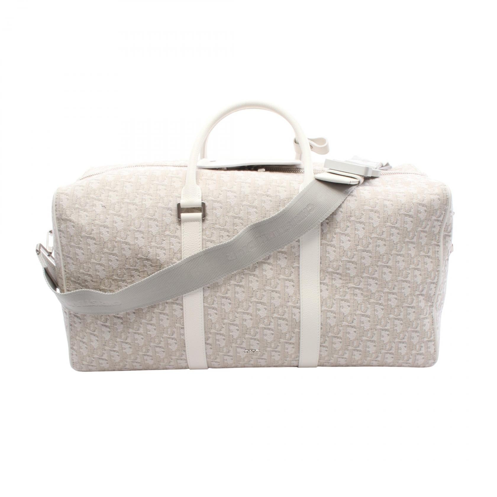 Dior Christian Oblique Boston Bag Leather Canvas Travel Bag