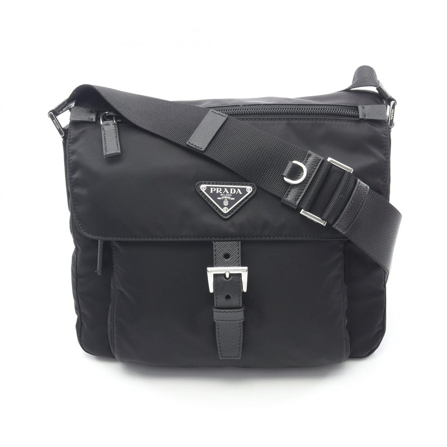 Prada Vela Shoulder Bag Leather Nylon Saffiano