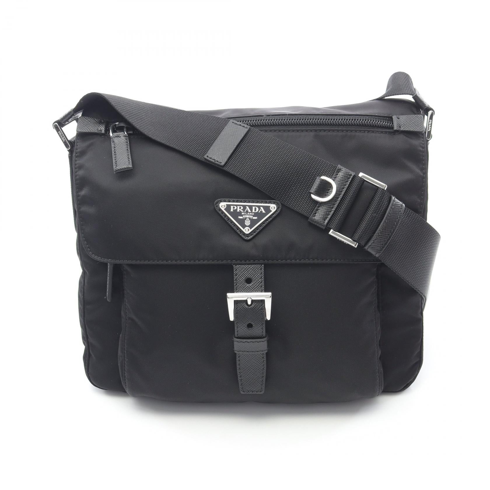 Prada Vela Shoulder Bag Leather Nylon Saffiano