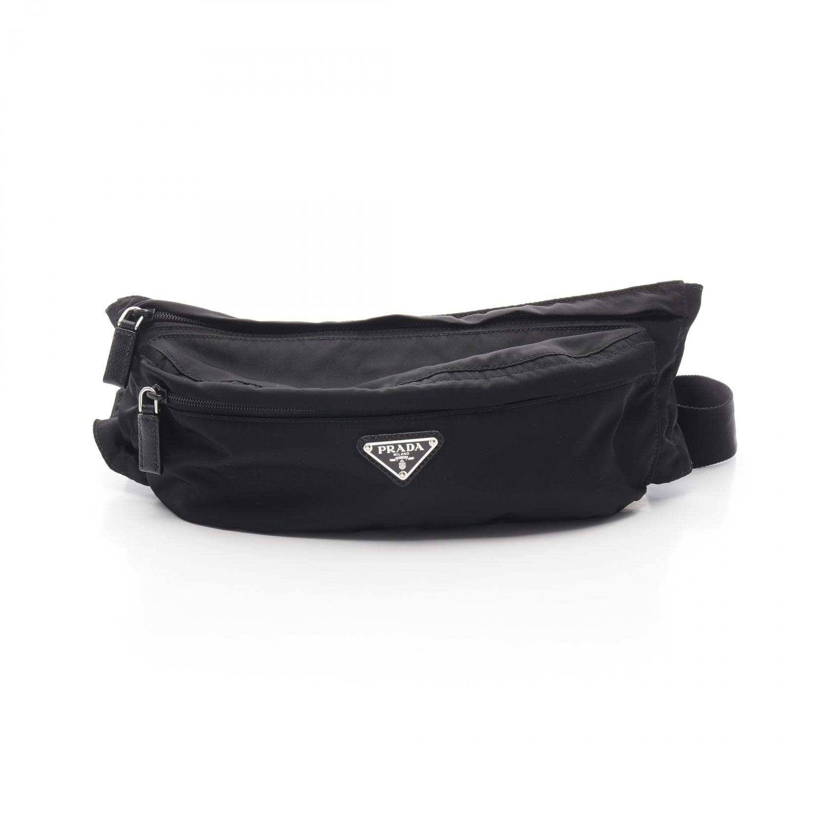 Prada Tessuto Montagn Waist Bag Leather Nylon Travel Bag